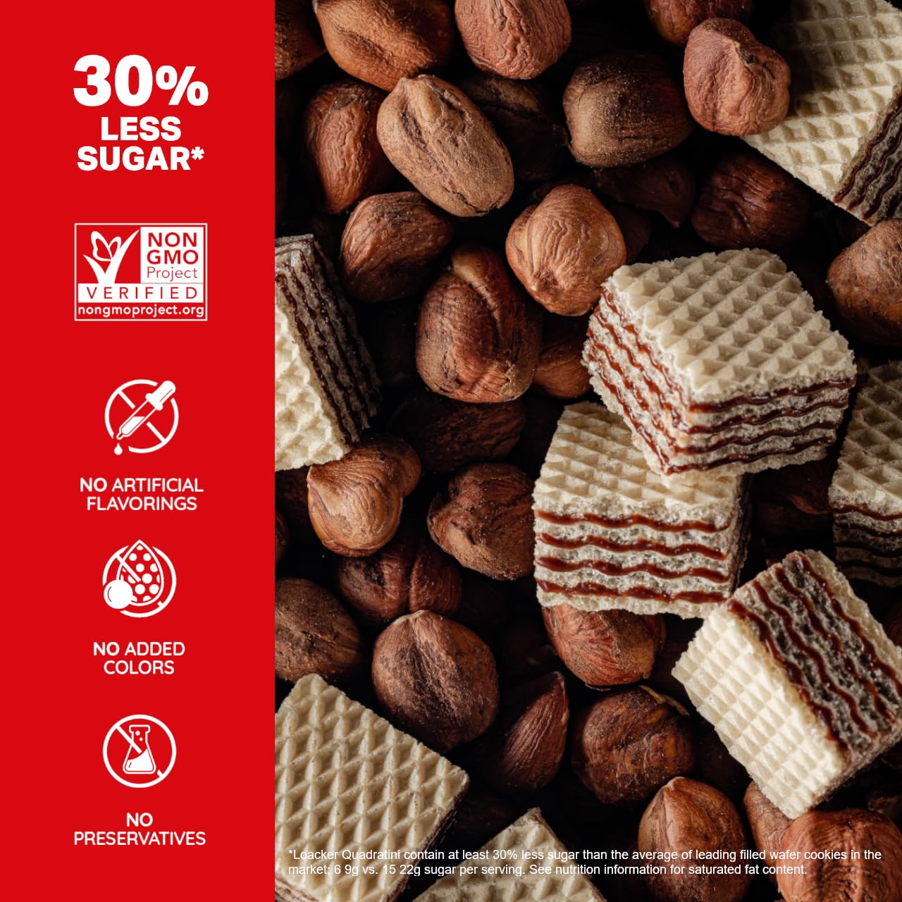 Loacker Quadratini Hazelnut Wafer Cookies, 8.82 Ounce