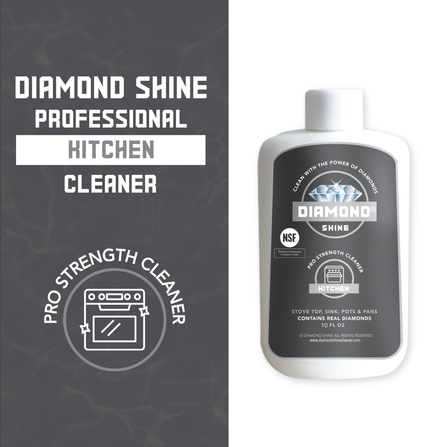 Diamond Shine Kitchen Cleaner - Clean, Polish, Restore Glass/Ceramic Cooktops, Stainless Steel - 10 oz