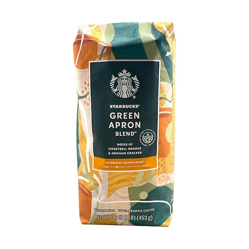 Starbucks Green Apron Blend Blonde Roast Whole Bean Coffee, Honeybell Orange & Graham Cracker Notes, 16 oz