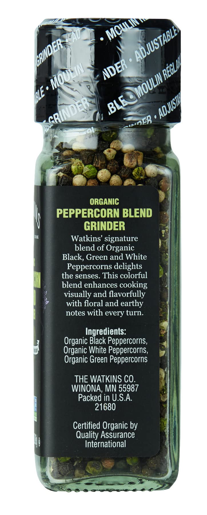 Watkins Organic Peppercorn Blend Grinder, 2.4 Oz