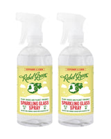 Rebel Green Sparkling Glass Spray - Streak-Free Natural Glass Cleaner for Windows, Mirrors, and Surfaces - Peppermint & Lemon Scent - 16 oz - 2 Pack