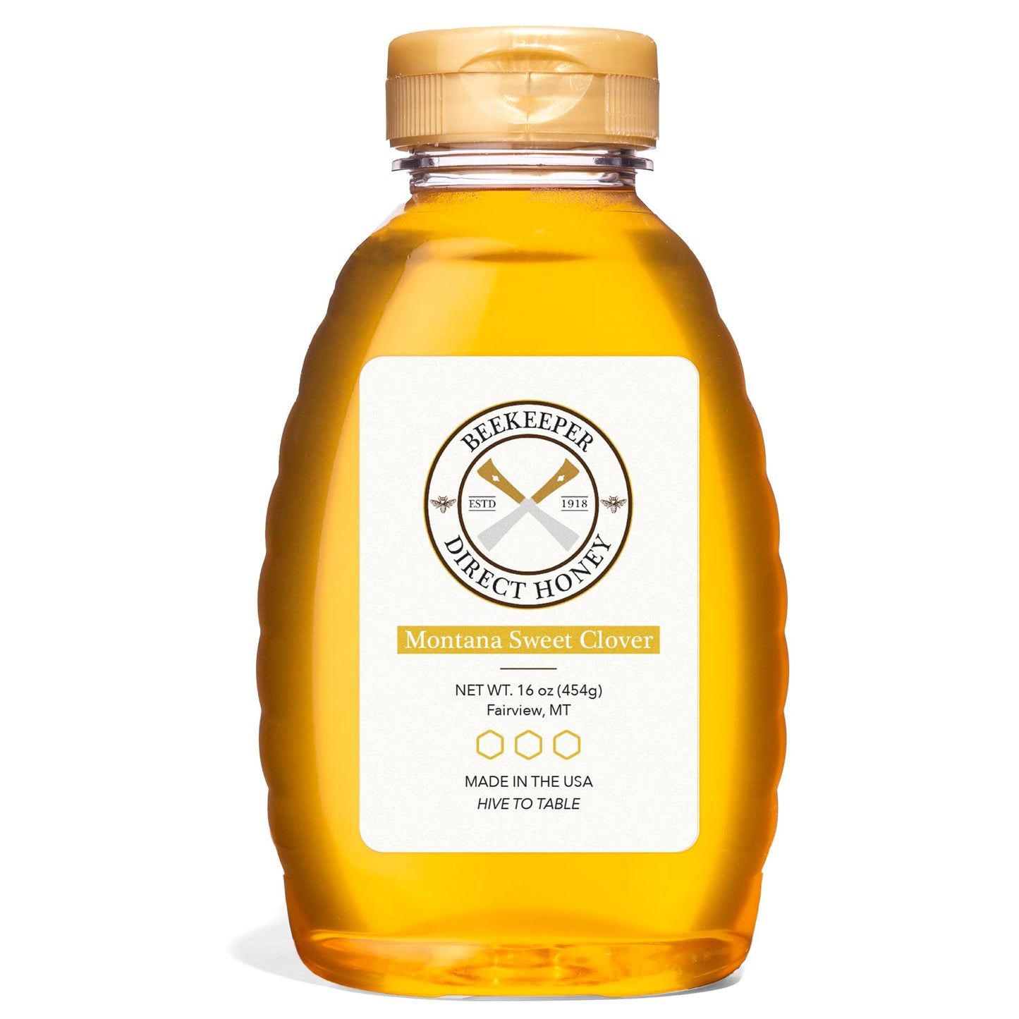 Beekeeper Direct Raw Unfiltered Honey - Real Raw Sweet Clover Honey - All Natural Non-GMO Pure Gourmet Honey - Local Montana Clover Honey (1lbs