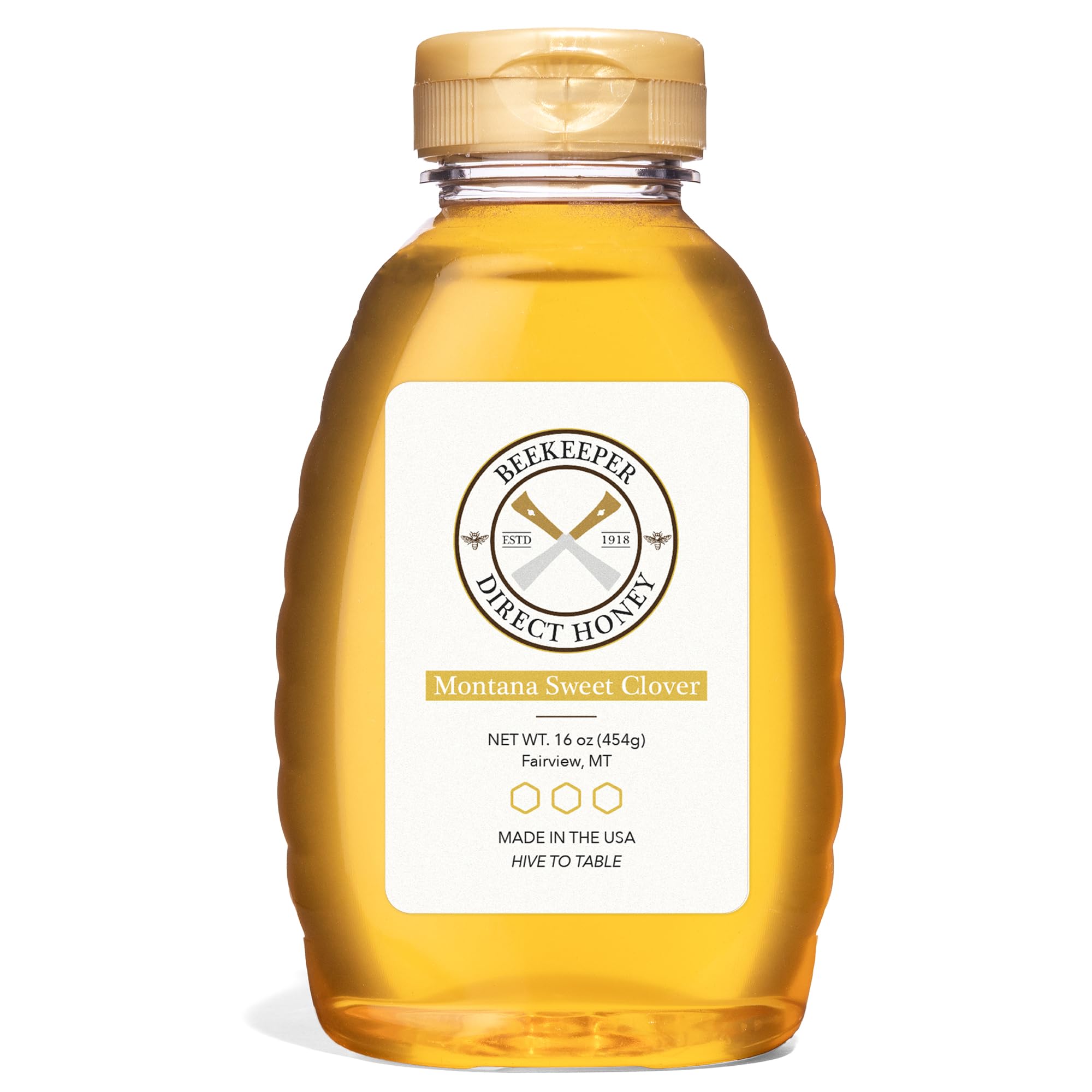 Beekeeper Direct Raw Unfiltered Honey - Real Raw Sweet Clover Honey - All Natural Non-GMO Pure Gourmet Honey - Local Montana Clover Honey (1lbs