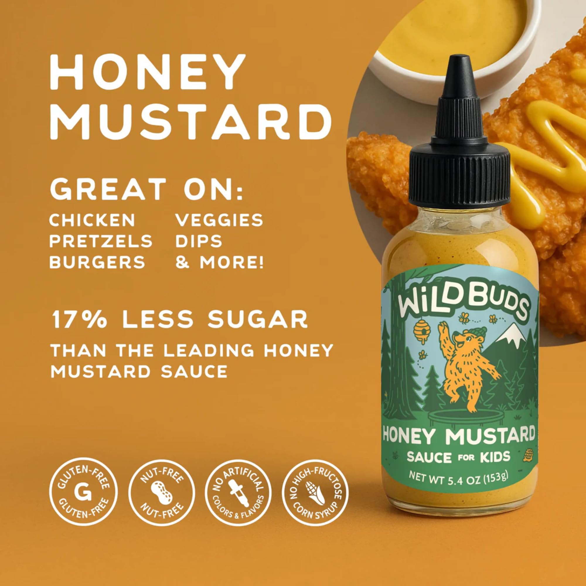 Wild Buds Safari of Yum, 4-Flavor Sauce Variety Pack for Kids - 21.5oz