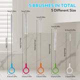 ZRHR Heavy Duty Straw Cleaner Brush Set of 5, Reusable Cleaner Brush with Metal and Plastic, Extra Long Straw Brush for Stanley Cup Tumbler Glass