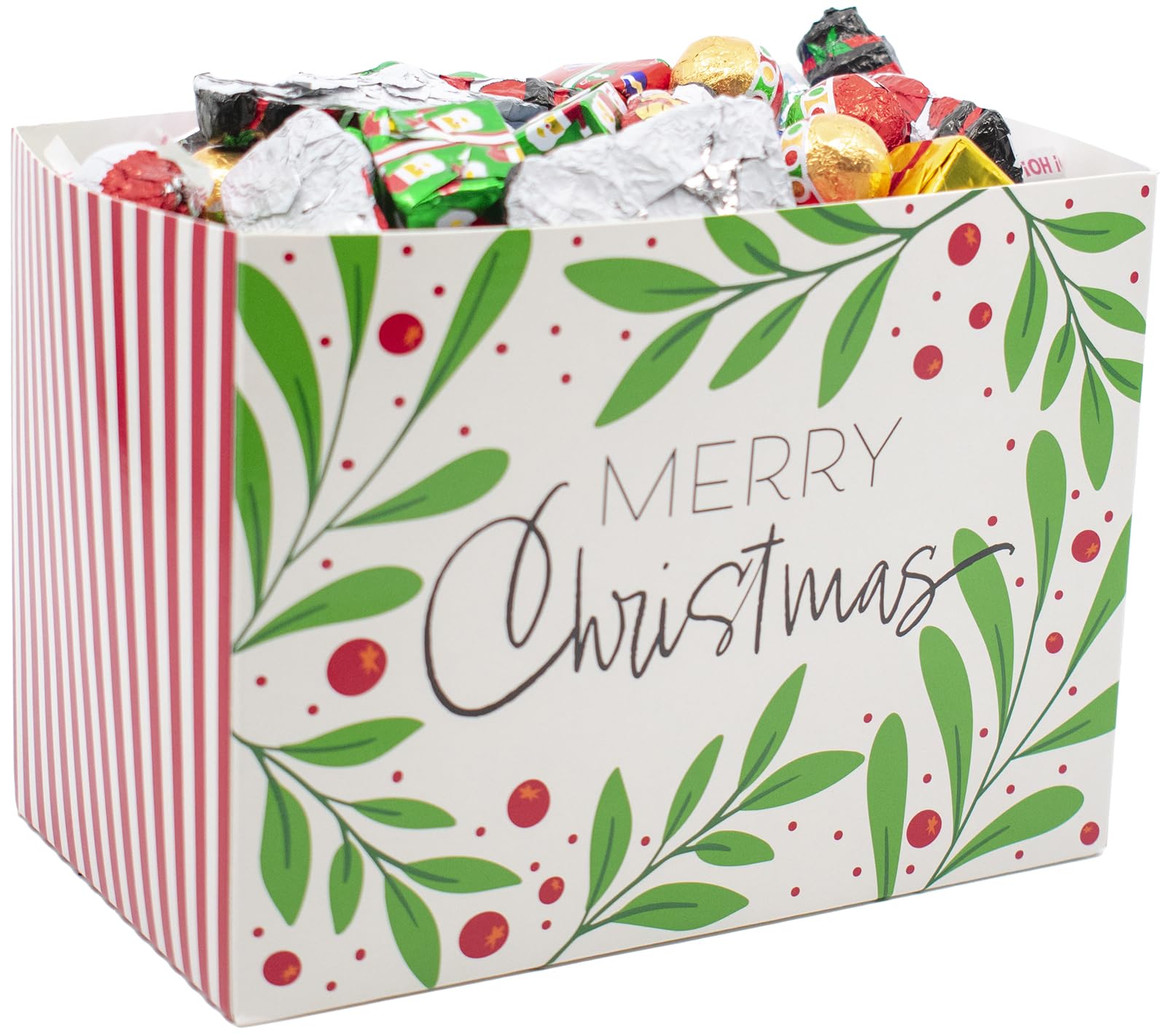 Festive Foil-Wrapped Christmas Milk Chocolates in a Box (2 lbs, Merry Christmas)