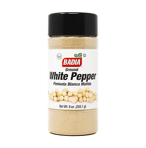 Badia Ground White Pepper, 9 oz - Smooth, Mellow Heat and Delicate Flavor for Light Sauces, Soups, Poultry and Seafood