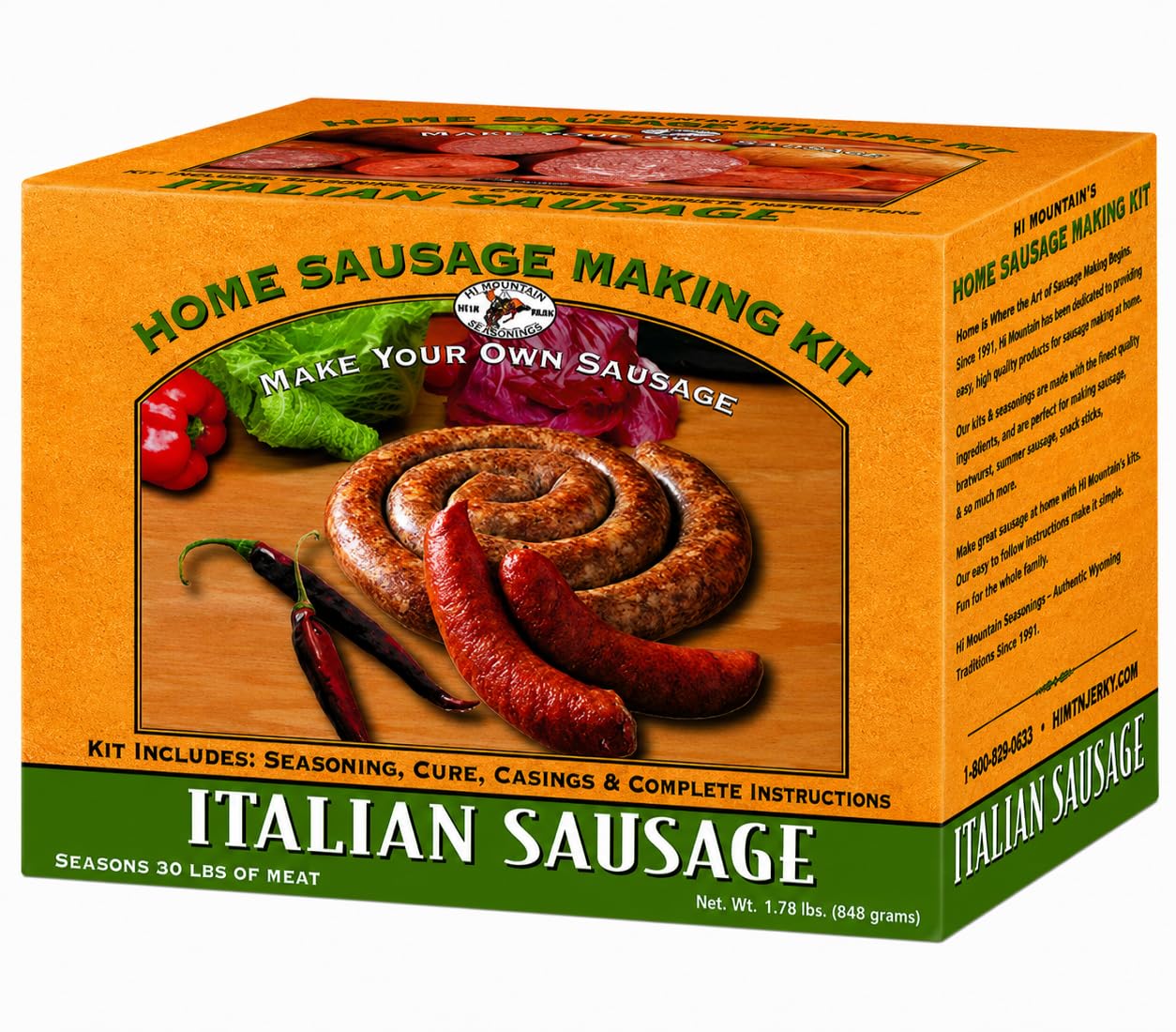 Hi Mountain Seasonings ? ITALIAN Sausage Making Kit ? Includes Sausage Seasoning, Cure, Natural Hog Casings, and Simple-to-Follow Directions ? Creates