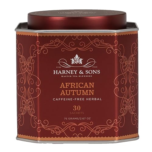 Harney & Sons African Autumn, Herbal Rooibos Tea with Hibiscus, Cranberry, and Orange | 30 sachets, Historic Royal Palaces Collection