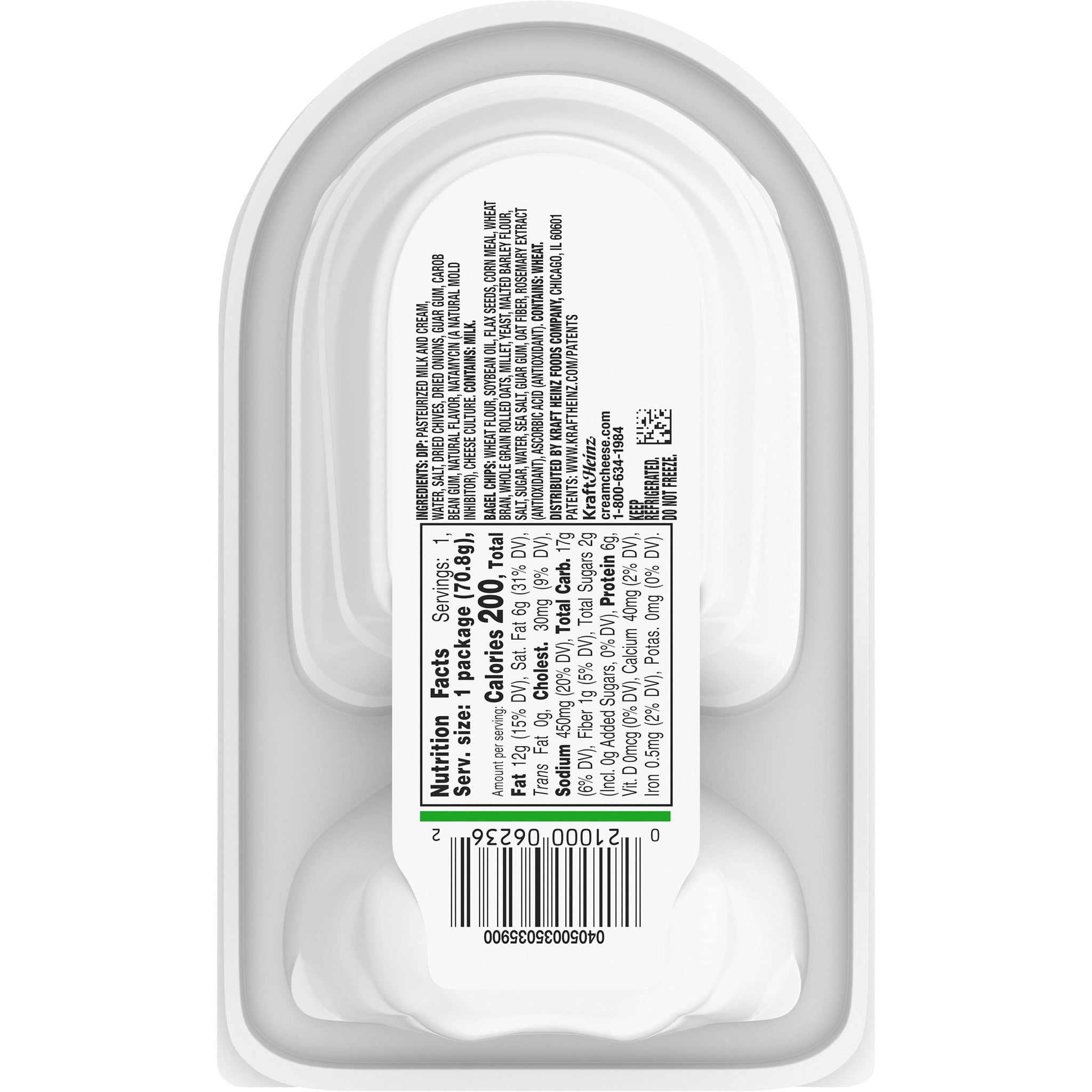 Philadelphia Multigrain Bagel Chips & Cream Cheese Dip, 1 Tray, for On-the-Go Snacking, Chive & Onion, No Artificial Flavors, Made with Real