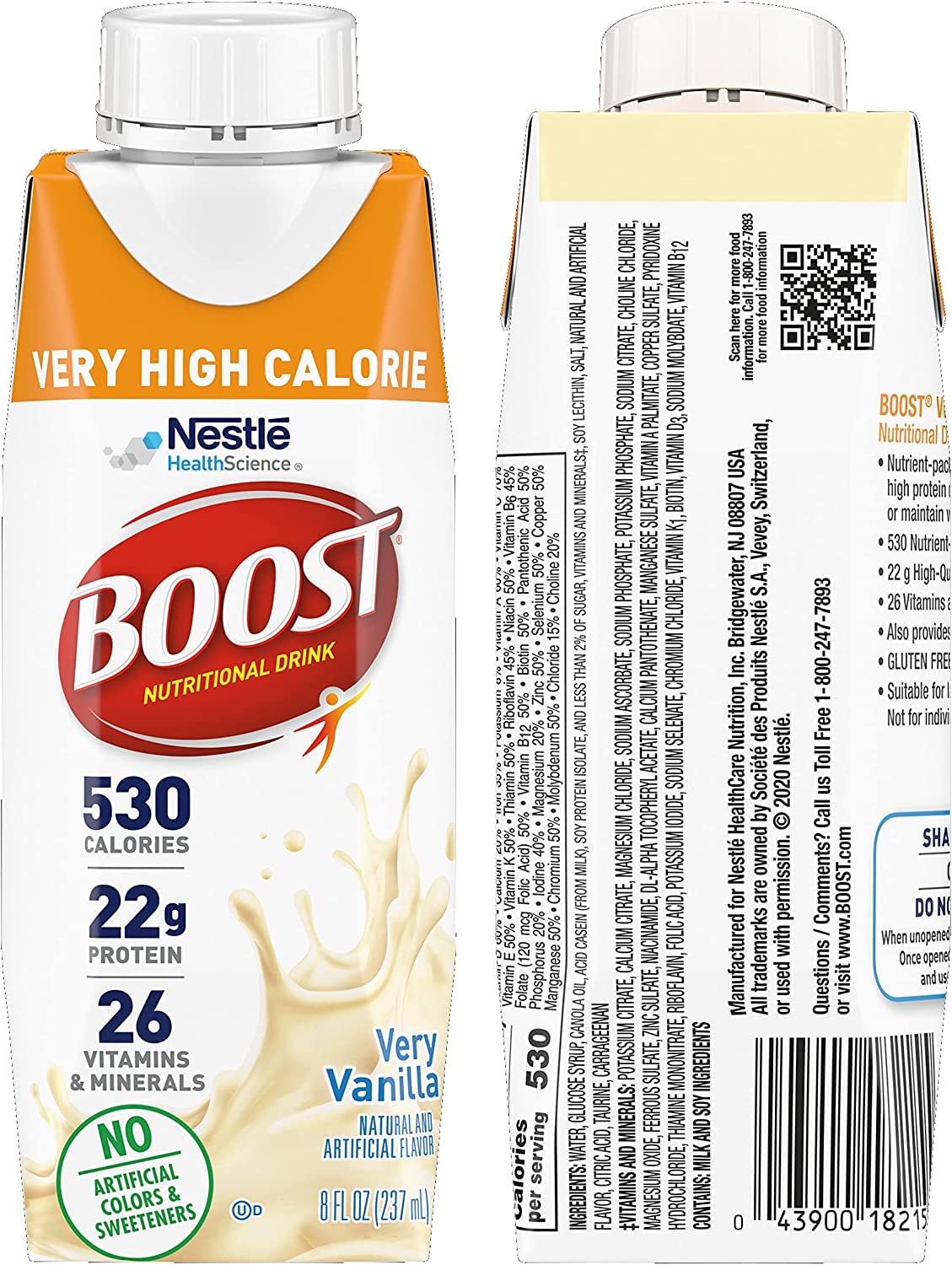 BOOST Very High Calorie Nutritional Drink Variety Pack, 12 Count - 4 Vanilla, 4 Chocolate, 4 Strawberry - 530 Calories per 8 fl oz Bottle