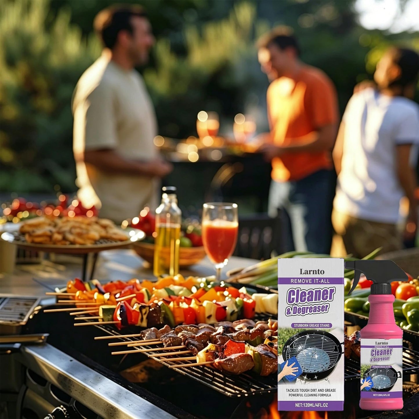 FKMEE Larnto Heavy Duty Grill Degreaser Spray, Fast-Acting BBQ Grill Cleaner and Degreaser, Multi Functional Grease Remover for Burnt Food, Oven