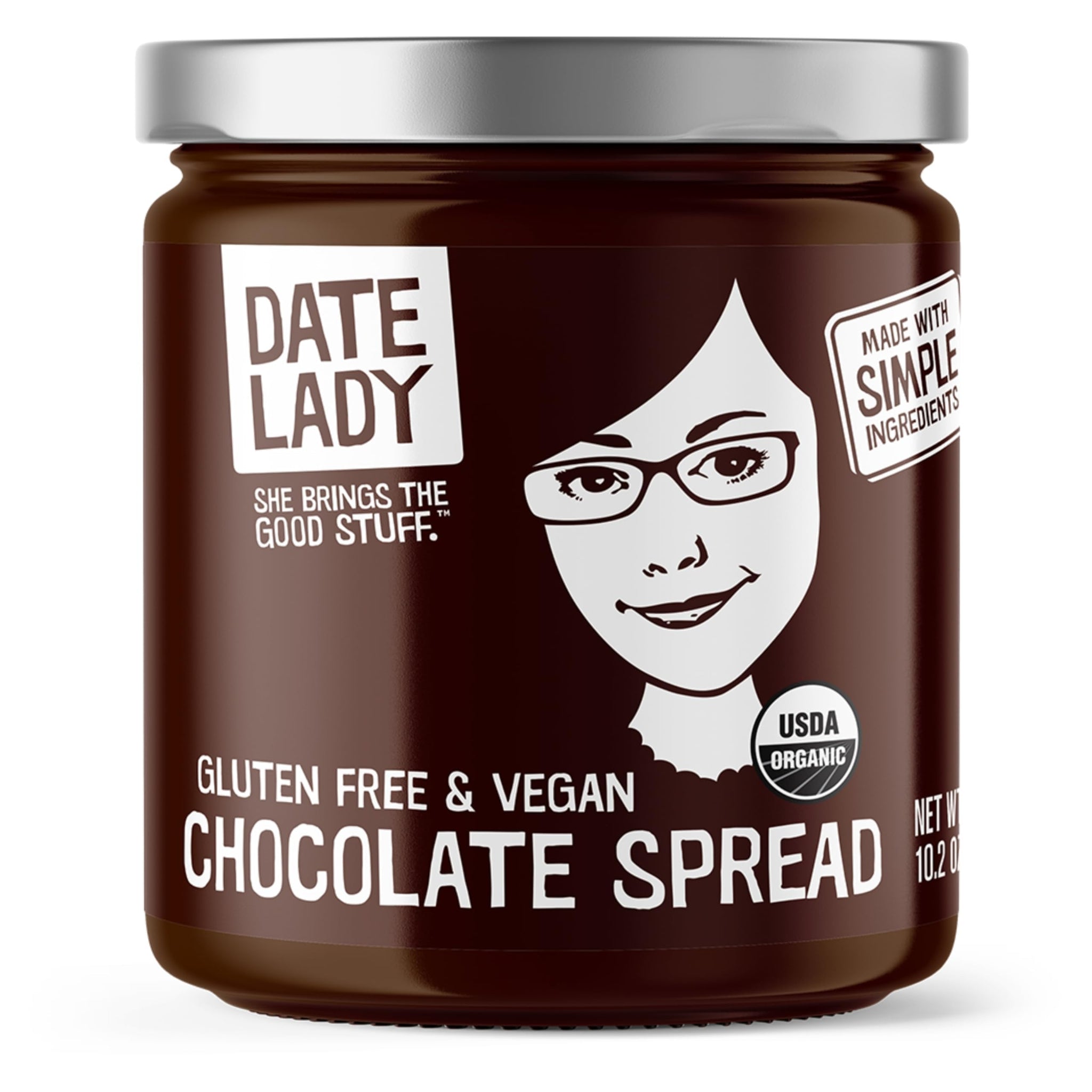 Date Lady Chocolate Date Spread | Organic, Vegan, Paleo, Gluten Free & Kosher, No Added Sugar, No Preservatives (1 Jar) Cocoa Spread Perfect