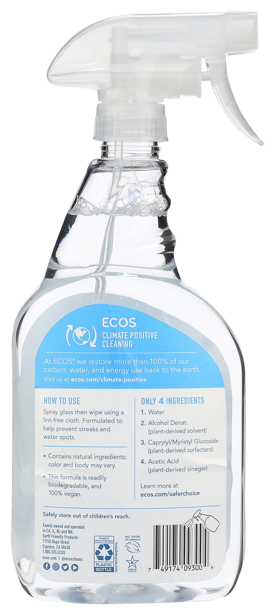 Earth Friendly Products Window Cleaner with Vinegar, 22 Oz