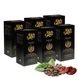 Rich Gano Reishi Mushroom Coffee - (6 Boxes of 30 Sachets) Black Coffee with Ganoderma Extract - All Natural Vegan Friendly Instant Coffee Packets
