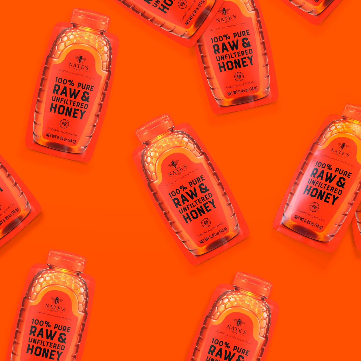 Nate's Honey Minis - Single-Serve 100% Pure, Raw & Unfiltered Honey - 0.49oz Packets, 20ct box