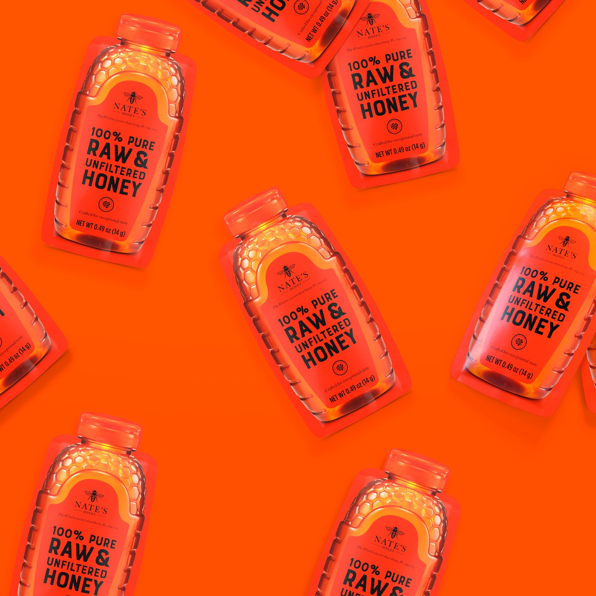 Nate's Honey Minis - Single-Serve 100% Pure, Raw & Unfiltered Honey - 0.49oz Packets, 20ct box