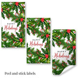 Holiday Holly and Pine Miniature Chocolate Candy Bar Sticker Wrappers, 45 Wrap Around Labels Sized 1.4" x 2.6" by AmandaCreation, Great for Holiday