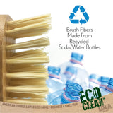 LOLA Bamboo Scrub Brush for Cleaning, Ergonomic Sustainable Durable Poly Bristles Made from Recycled Soda/Water Bottles Easy Hang Hole 1 Pack
