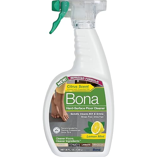 Bona Multi-Surface Floor Cleaner Spray, for Stone Tile Laminate and Vinyl LVT/LVP, Lemon Mint Scent, 36 Fl Oz