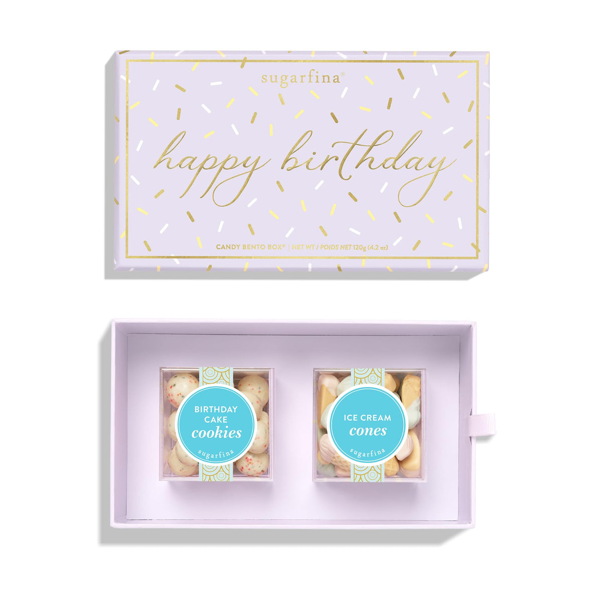 Sugarfina Happy Birthday 2 Piece Candy Bento Box | Birthday Cake Cookies, Ice Cream Cones