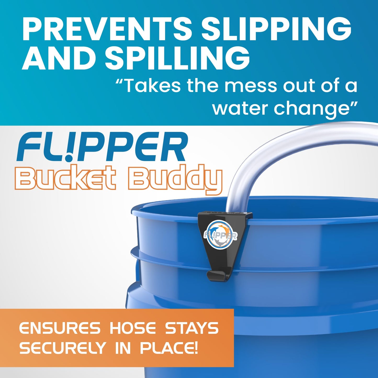 Flipper Bucket Buddy Aquarium Bucket Organizer, Hose Holder Clip for 5 Gallon Buckets, Fish Tank Water Change Caddy for Siphon Hose, Scraper, Net