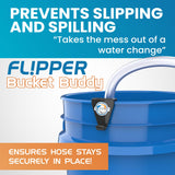 Flipper Bucket Buddy Aquarium Bucket Organizer, Hose Holder Clip for 5 Gallon Buckets, Fish Tank Water Change Caddy for Siphon Hose, Scraper, Net
