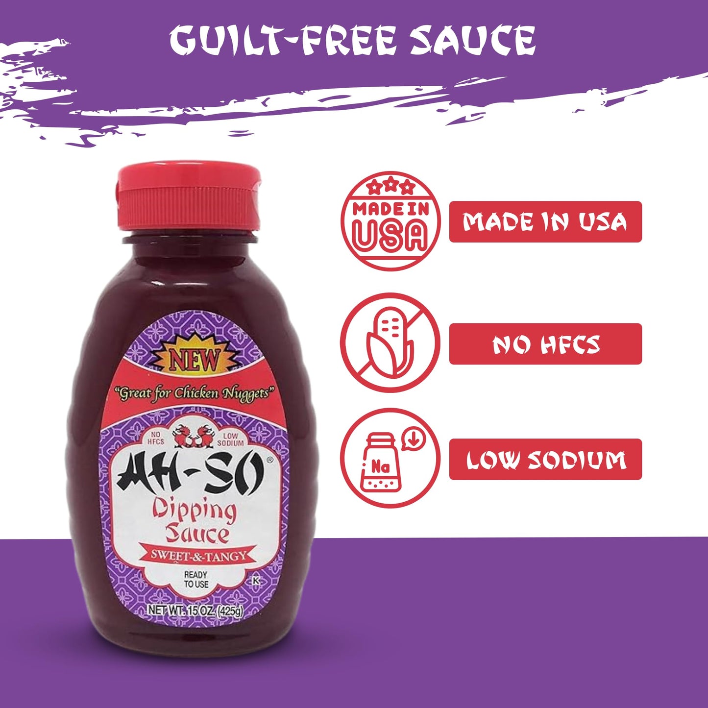 Ah-So Chinese-Style Dipping Sauce 11 oz Squeeze Bottle - Sweet & Tangy Sauce for Egg Rolls, Dumplings & Appetizers; Great as Marinade & Glaze for Pork