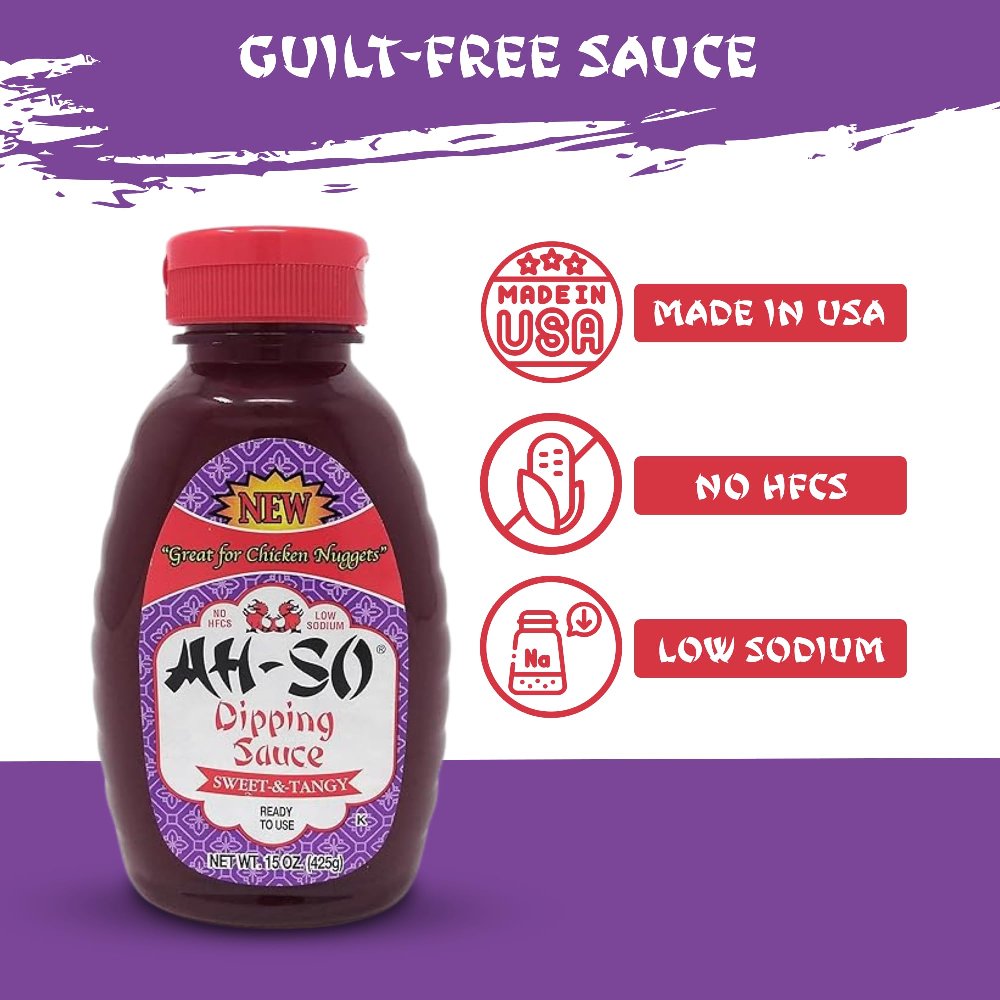 Ah-So Chinese-Style Dipping Sauce 11 oz Squeeze Bottle - Sweet & Tangy Sauce for Egg Rolls, Dumplings & Appetizers; Great as Marinade & Glaze for Pork