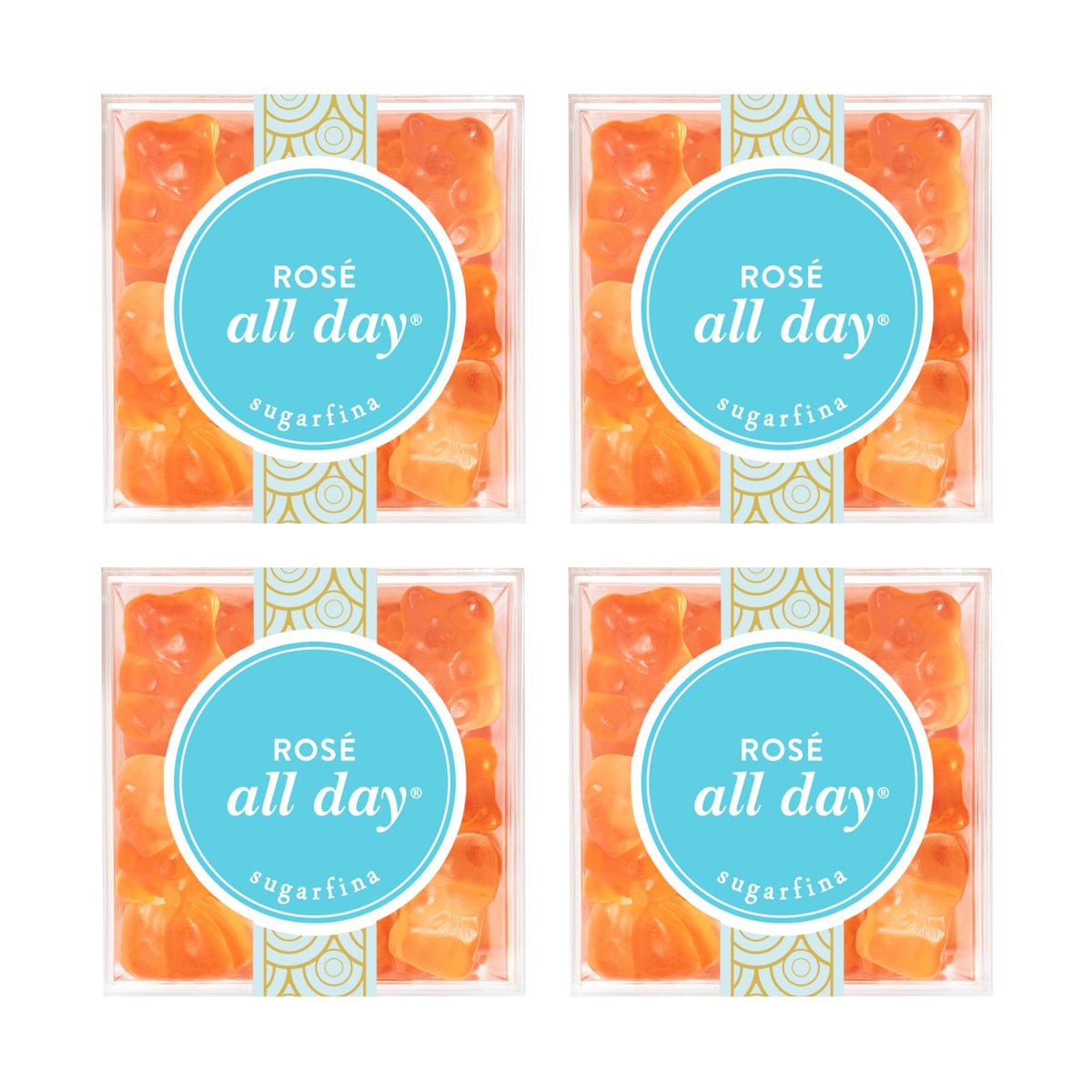 Sugarfina Rosé All Day Bears Small Candy Cube, Gummy Bears, 3.3 oz, 4 Count