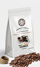 East African Coffees Uganda Espresso Blend - 70% Arabica 30% Robusta Medium Roast Ground Coffee, Bold Crema, Full Body, Single Origin Uganda, 8 oz