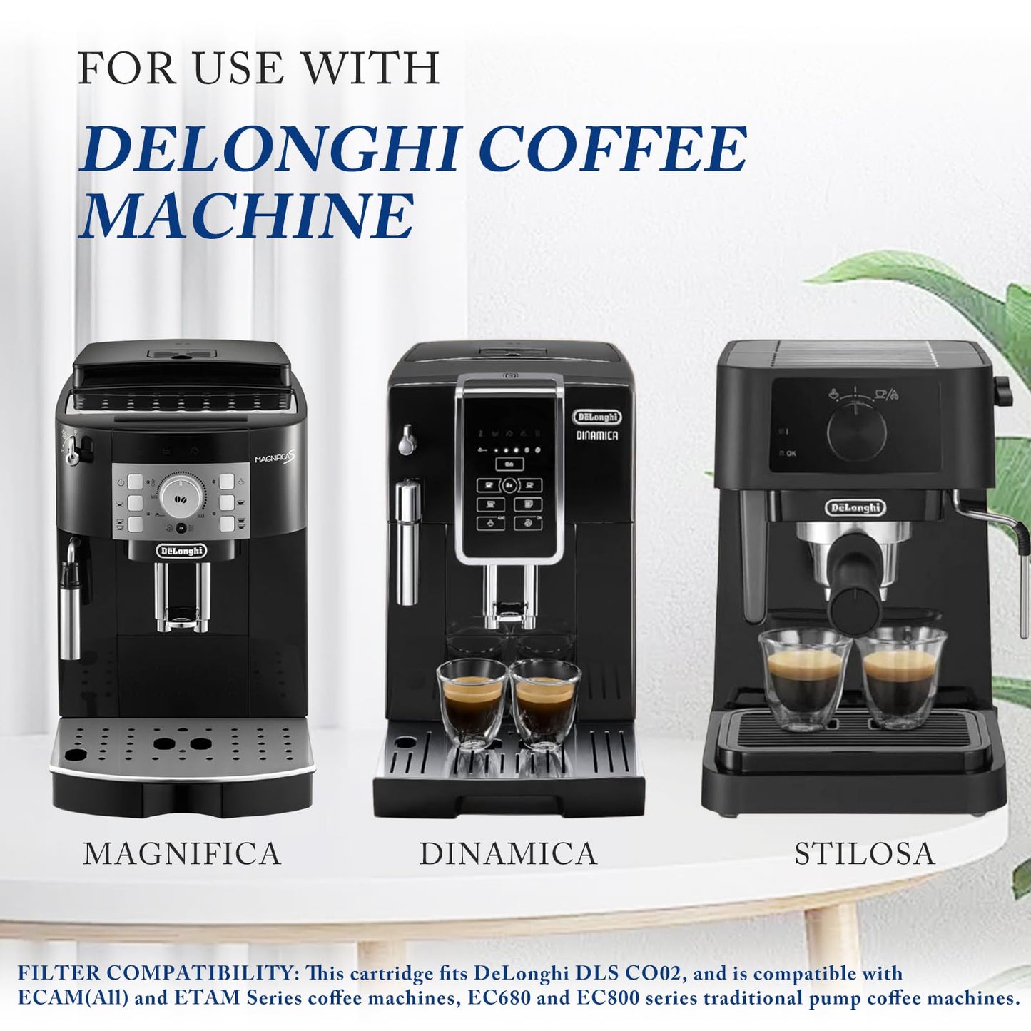 Anmumu Delonghi* Compatible Descaling Kit with 1 Pack Coffee Filter Replacements,Includes Descaling Solution(200ML)&DLSC002 Water Filters,Fits