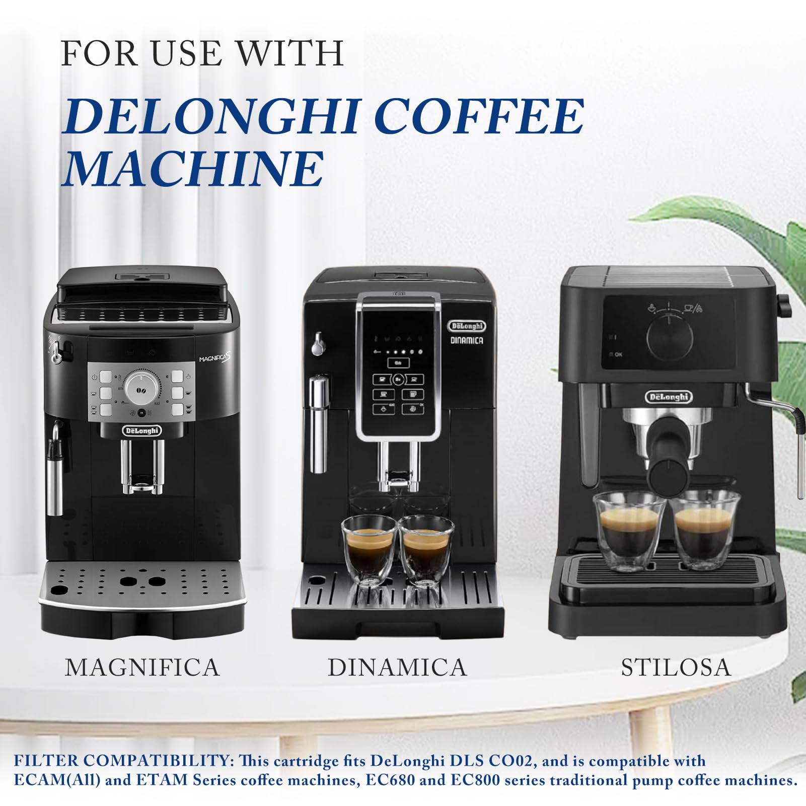 Anmumu Delonghi* Compatible Descaling Kit with 1 Pack Coffee Filter Replacements,Includes Descaling Solution(200ML)&DLSC002 Water Filters,Fits