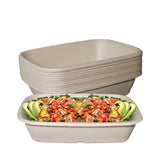 EcoQuality 29oz Disposable Bowls - Rectangular Compostable Sugarcane Fiber Biodegradable Paper Bowls Eco-Friendly Oblong Take Out Food Containers