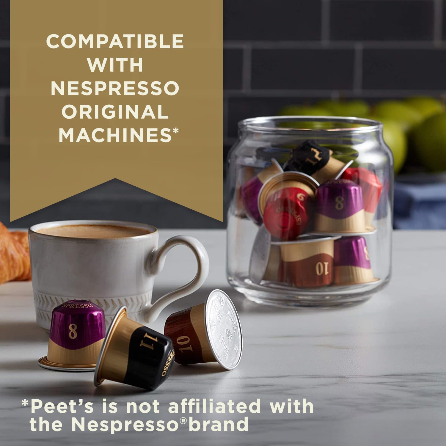 Peet's Coffee, Dark Roast Espresso Capsules Compatible with Nespresso Original Machine, Caramel 10 Count (1 Box of 10 Espresso Capsules)