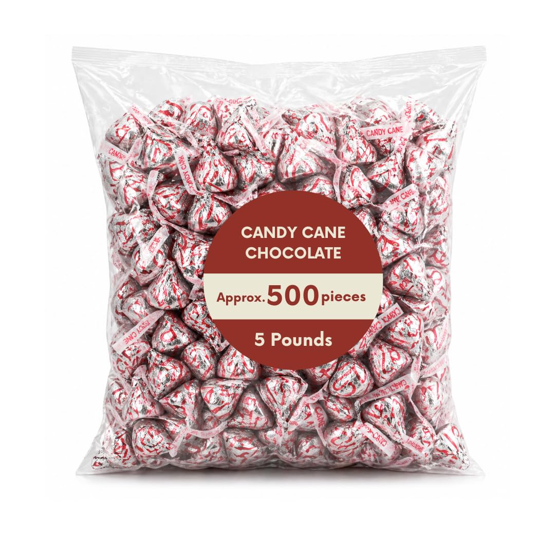 Candy Cane Mint White Creme Candy Pieces with Crunchy Bits Bulk Bag - 5 lb (Approx. 500 pieces)