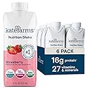 KATE FARMS Organic Nutrition Shake, Strawberry, 16g Protein, 27 Vitamins and Minerals, Meal Replacement, 11 oz (6 Pack)