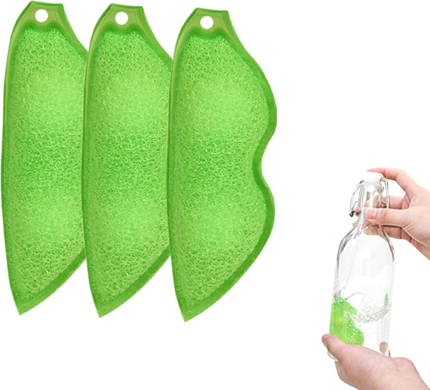 Multipurpose Bean Shaped Sponge Set - 3 Pack Heat Resistant Bottle & Internal Cleaning Sponges - Reusable entreprises Bottle Cleaning Tools