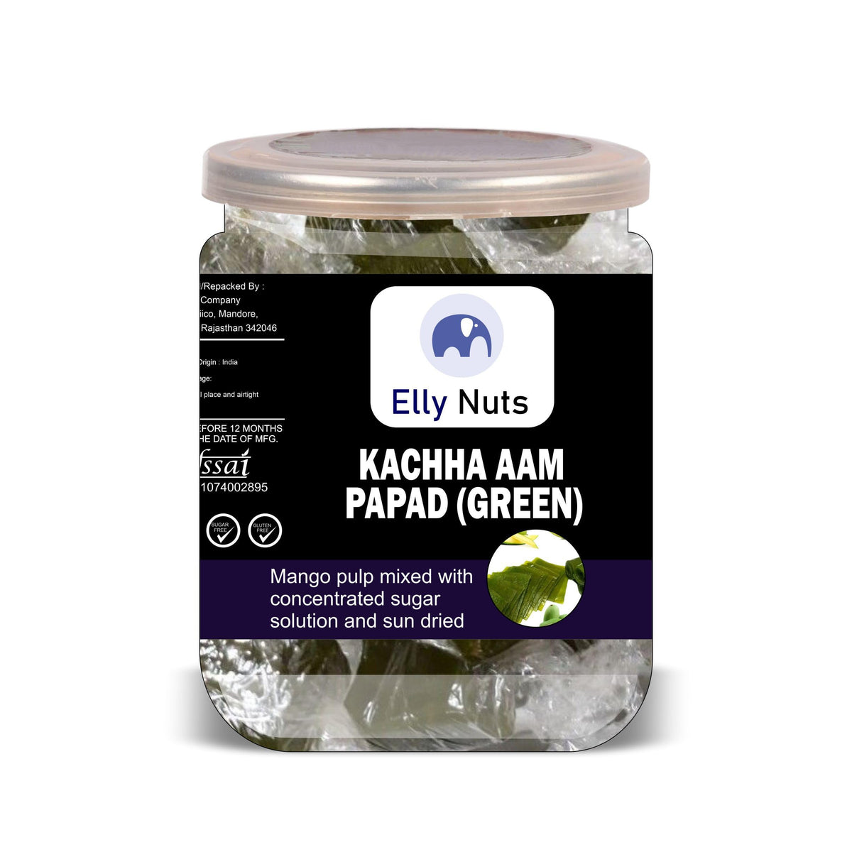 ELLY NUTS Kachha Aam Papad (Green) 300 Gram Airtight Container