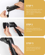 JULY HOME Handheld Electric Spin Scrubber, Cordless Automatic Power Scrubber for Shower, Cleaner for Tile, Grill, Dish, Sink, Shower Scrubber with 3