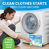Clean Elements Washing Machine Cleaner Tablets 24 Pack - Deep Cleaning Descaler for HE, Front & Top Load Washers - Septic Safe, Eco-Friendly