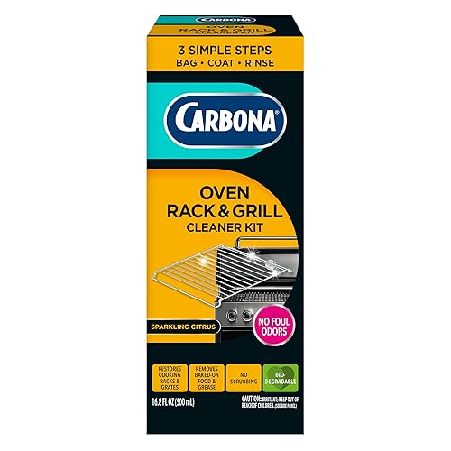 Carbona Oven Rack & Grill Cleaner Kit, Includes Bag & Gloves, Eliminates Thick Grease, Grime & Baked-On Food, Unscented Formula