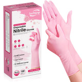 SwiftGrip Disposable Nitrile Dishwashing Gloves, Extended 12 Inches Cuff, 6-mil, Medium, Cherry Blossom Cleaning Gloves for Latex-Free, Ideal
