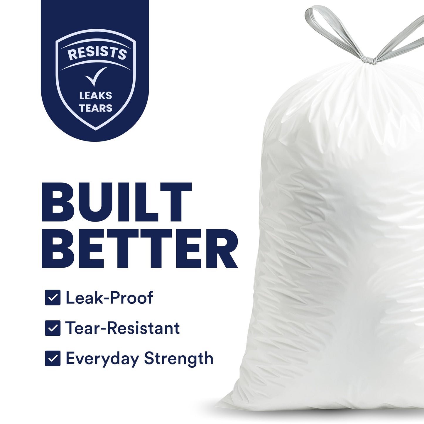 Plasticplace 4 Gallon White Drawstring Trash Bags, 200 Count (Pack of 1) - 0.7 Mil Leak-Proof Garbage Liners for Small Trash Can, Bathroom, Kitchen