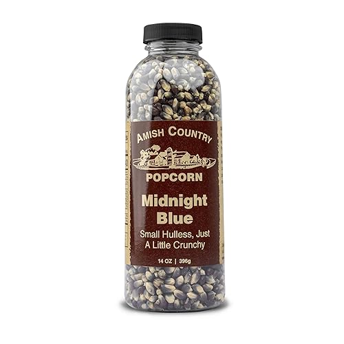 Amish Country Popcorn | 14 oz Bottle | Midnight Blue Popcorn Kernels | Old Fashioned, Non-GMO and Gluten Free (14 oz Bottle)