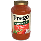 Prego Chunky Tomato, Basil and Garlic Pasta Sauce, 23.75 oz Jar