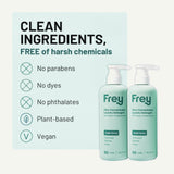 FREY Concentrated Liquid Laundry Detergent | Formulated for Sensitive Skin & HE Washers | Removes Stains Effectively | 50 Loads per Bottle (2-pack