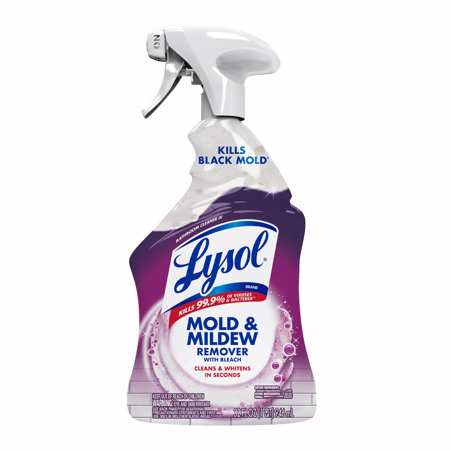 Lysol Mold & Mildew Remover Spray, Bathroom & Shower Cleaner, Disinfectant Spray, Stain Remover with Bleach, Tough on Black Mold, Multipurpose Cleaner