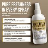 Outback Gold - Linen Spray & Fabric Freshener Spray, Natural Bed Spray for Wool & Linen, Lavender & Vanilla Scent, Essential Oils, Eco-Friendly