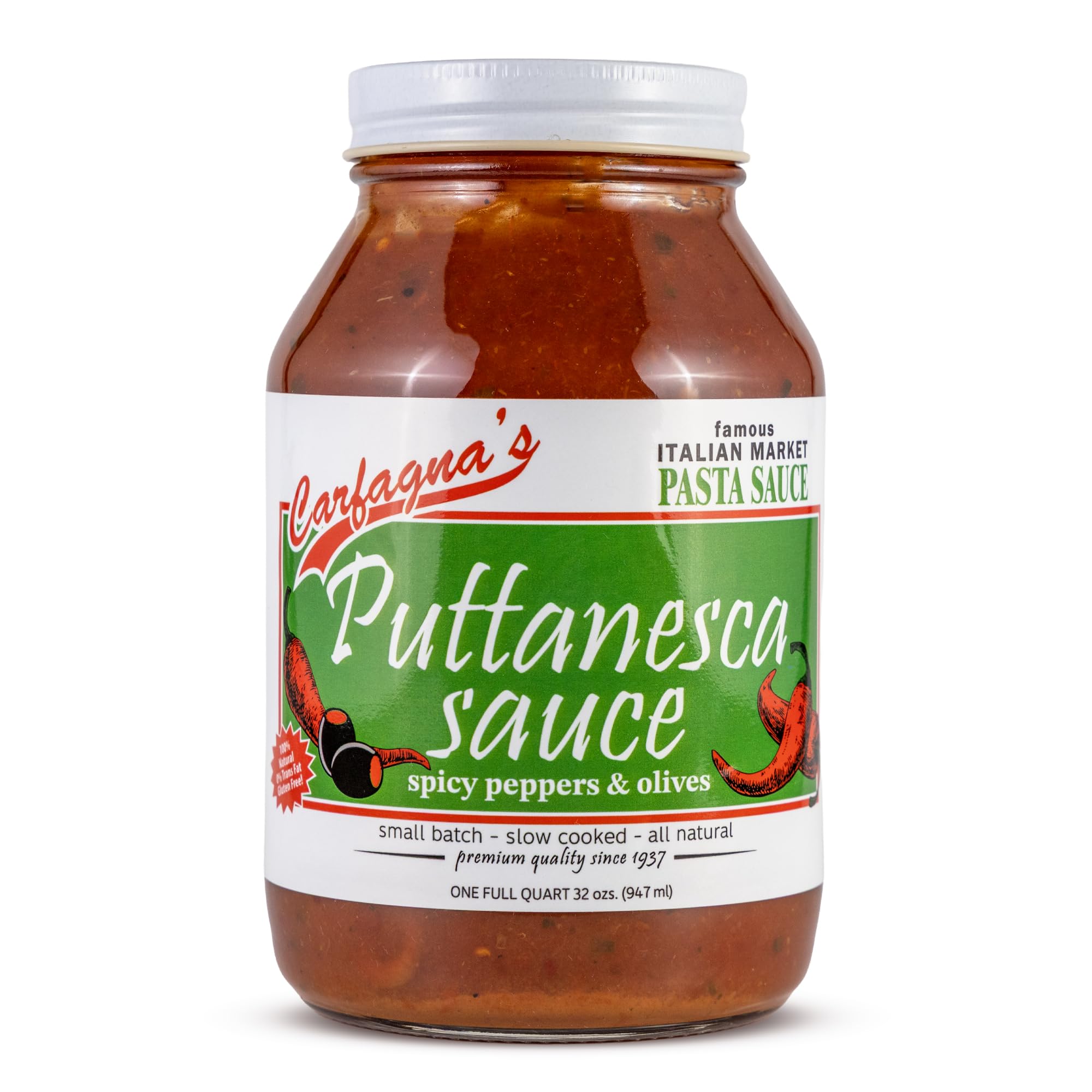 Carfagna's Pasta Sauce, Established 1937, Family Recipe, Made in Small Batches (32 Ounce, Puttanesca)